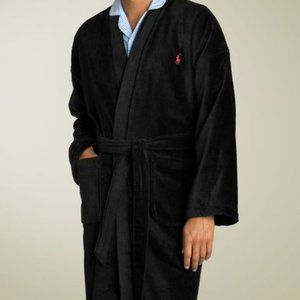 NWT POLO RALPH LAUREN MEN'S VELOUR PLUSH BATH ROBE BLACK